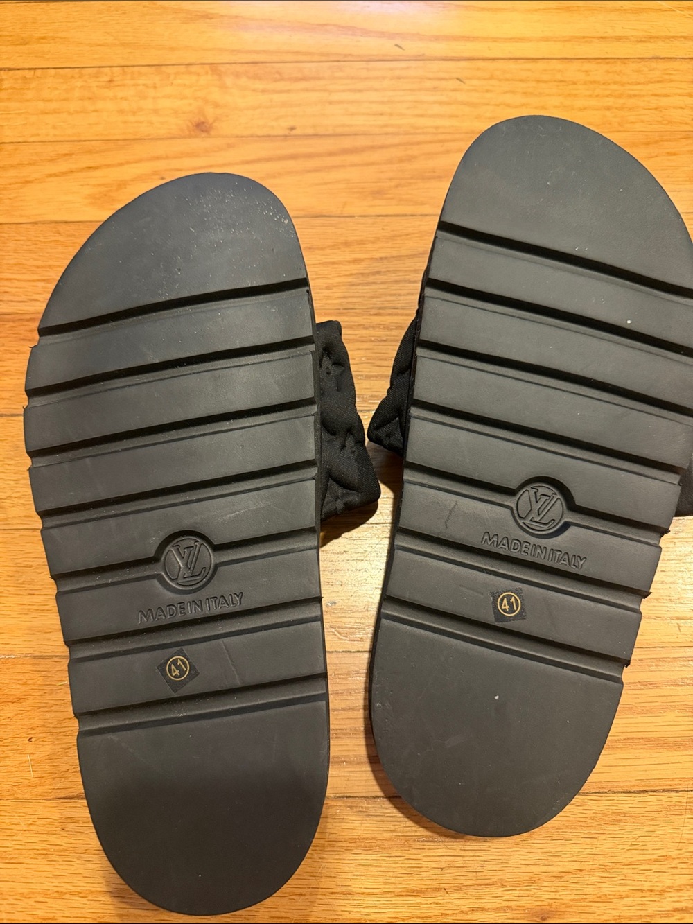 Black Quilted Monogram Slide Sandals - Picture 2 of 3